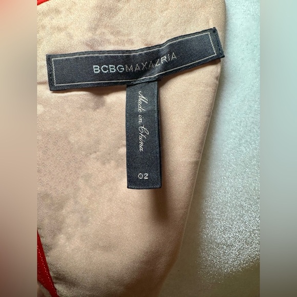 BCBG MaxAzria Emalyn Peplum Mini Dress, Red (Poppy) and Pink, Size 2 - Picture 4 of 5